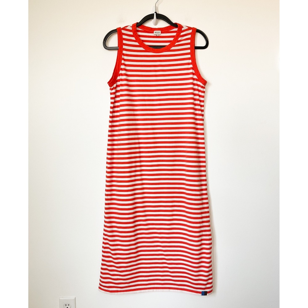 Kule The Tank Dress Striped Midi Womens Medium Poppy White - Picture 2 of 14